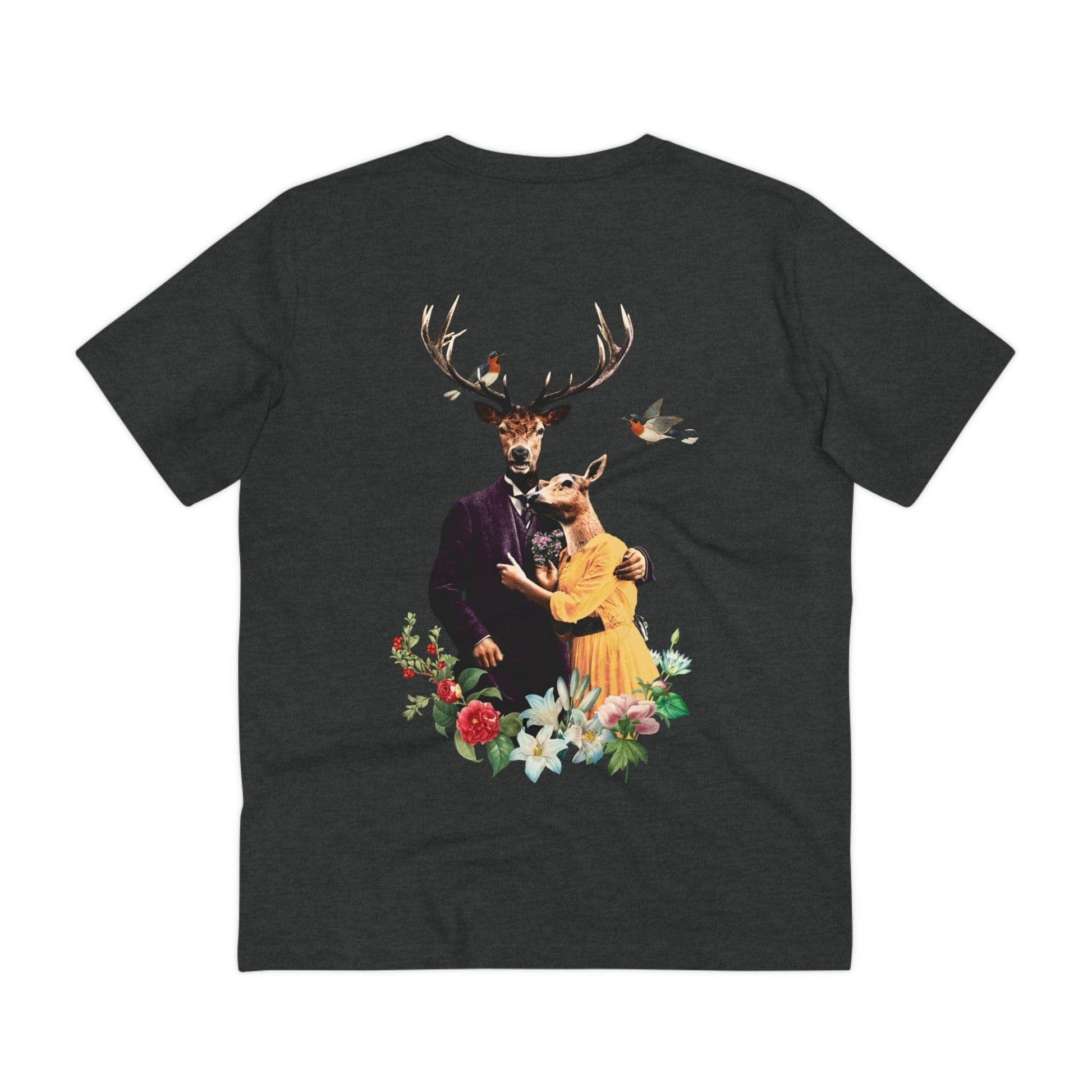 Printify T-Shirt Dark Heather Grey / 2XS The Deers - Animal Human - Back Design