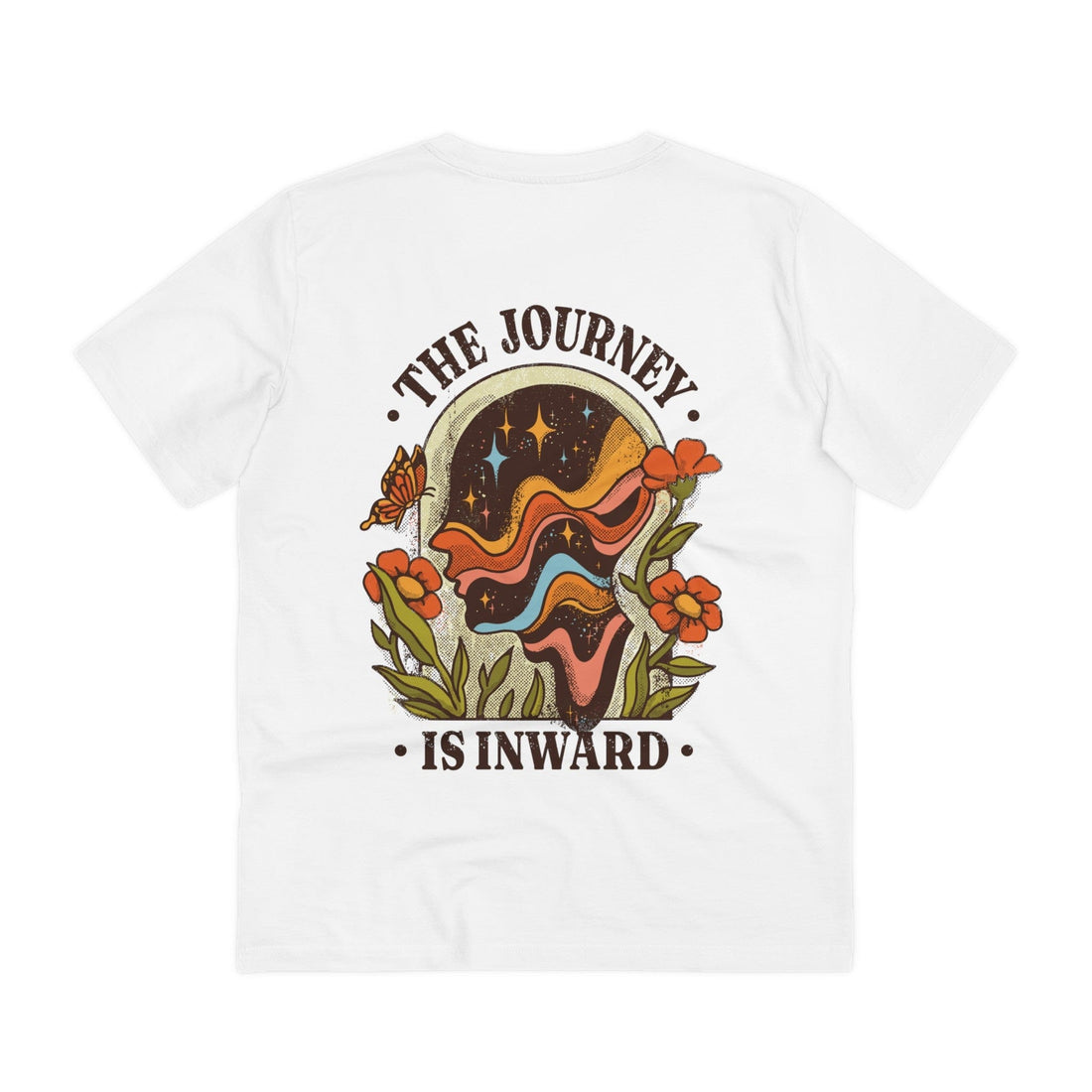 Printify T-Shirt White / 2XS The Journey is inward - Vintage Motivational Quotes - Back Design