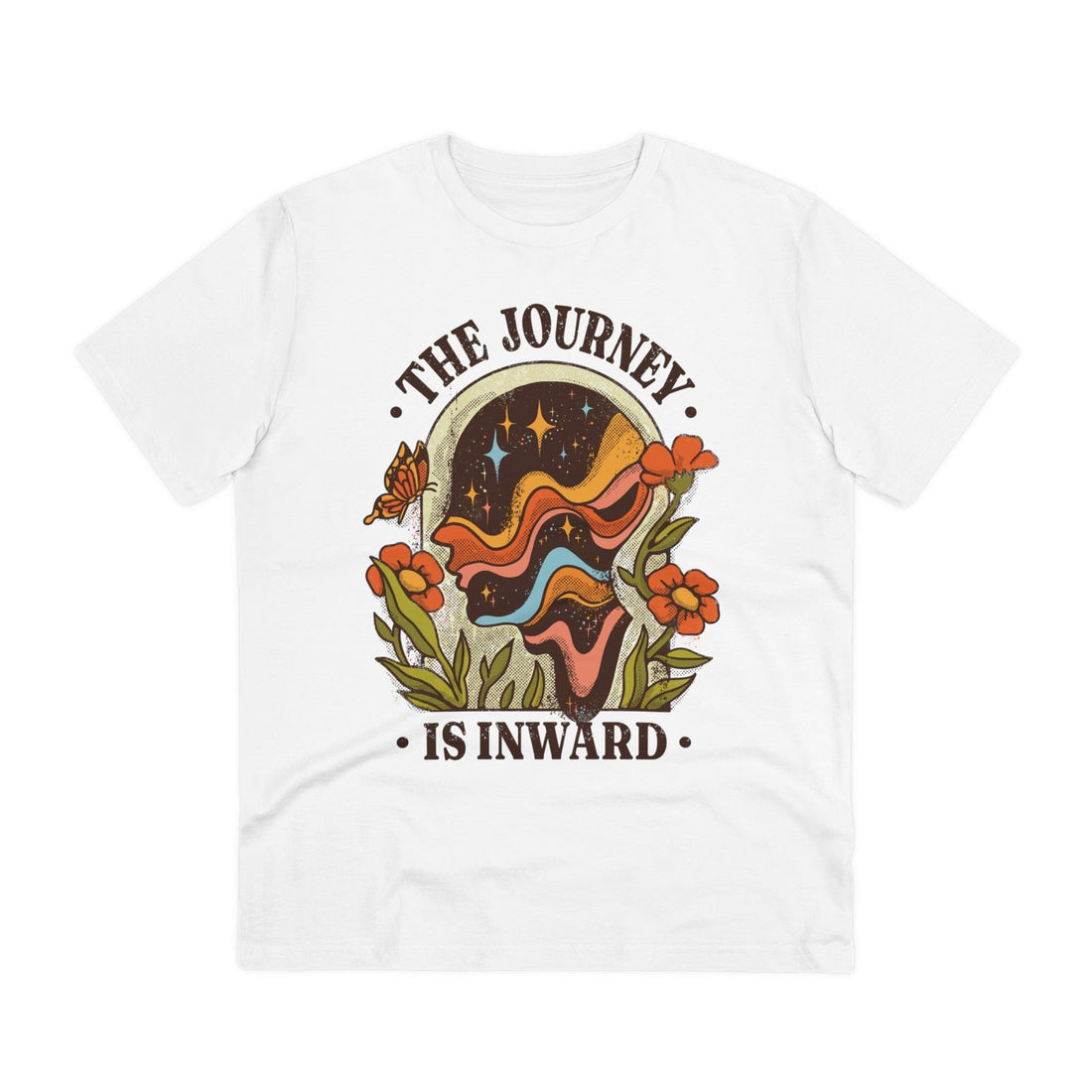 Printify T-Shirt White / 2XS The Journey is inward - Vintage Motivational Quotes - Front Design