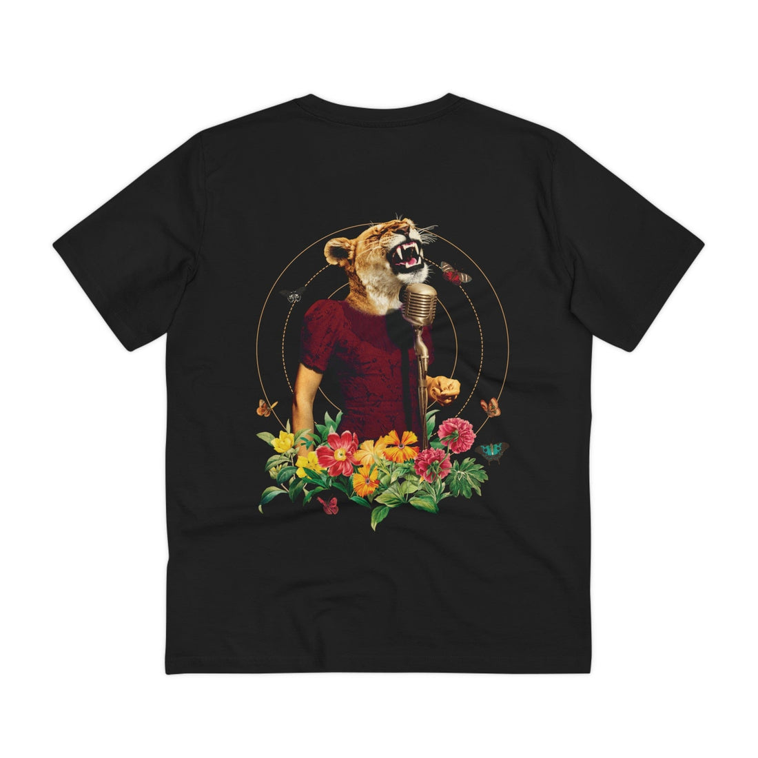 Printify T-Shirt Black / 2XS The Lioness - Animal Human - Back Design