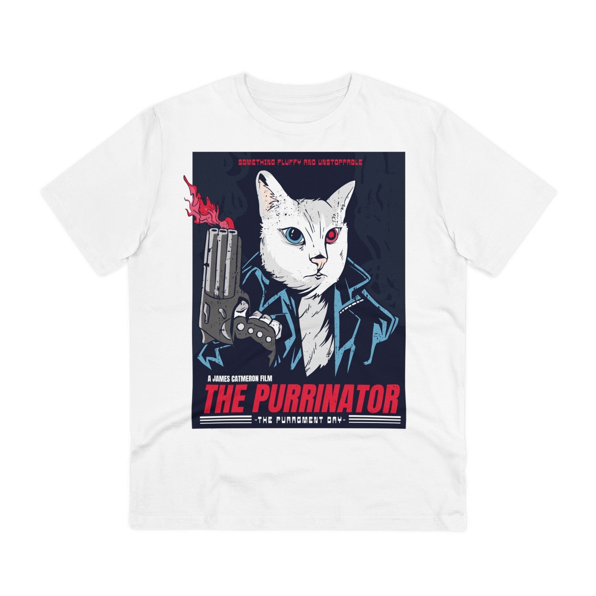 Printify T-Shirt White / 2XS The Purrinator something fluffy and unstoppable - Film Parodie - Front Design