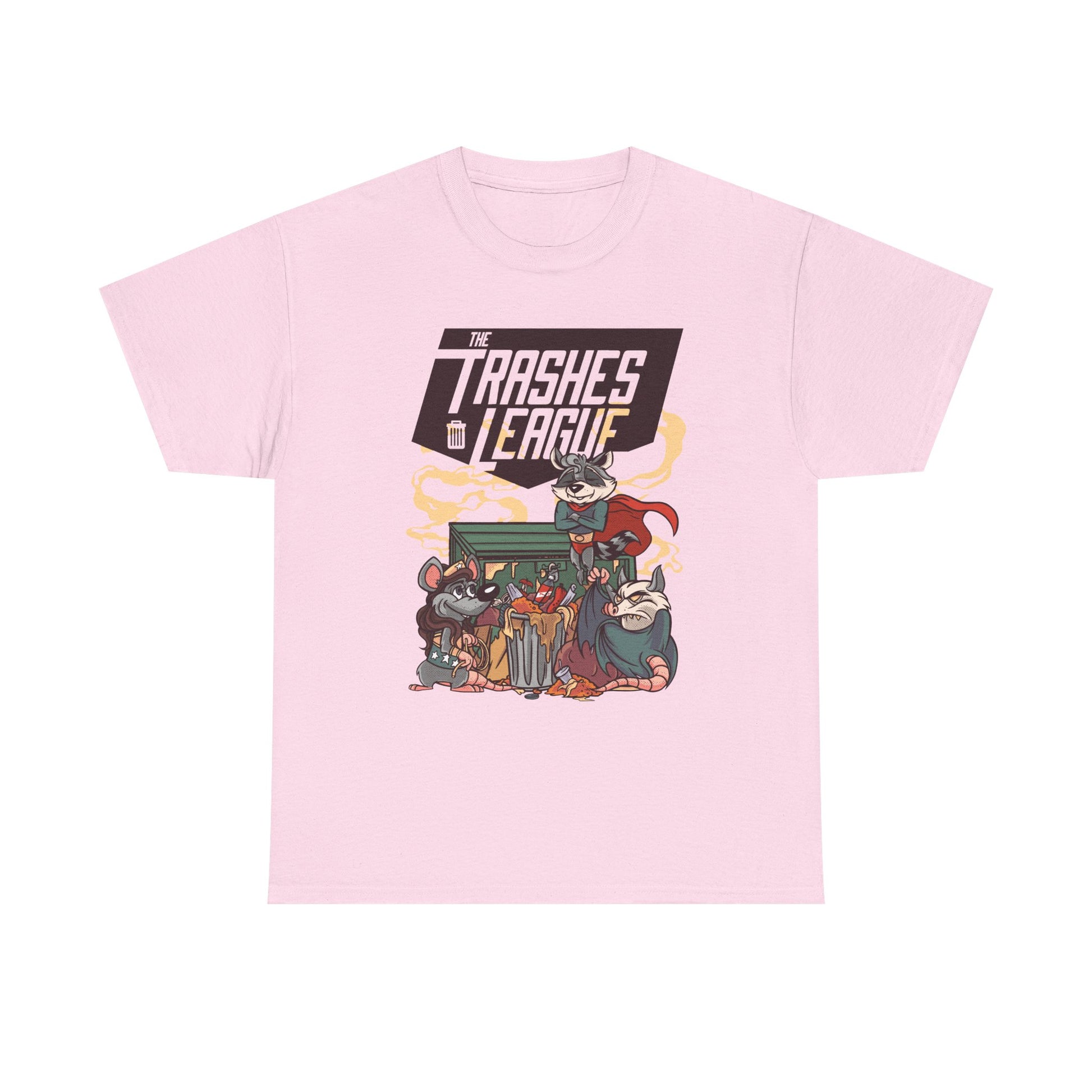 Hellpinker Hintergrund für echte Nerds mit Humor. Die „Trashes League“ macht aus Müll Monstern – charmant, bunt und parodistisch.