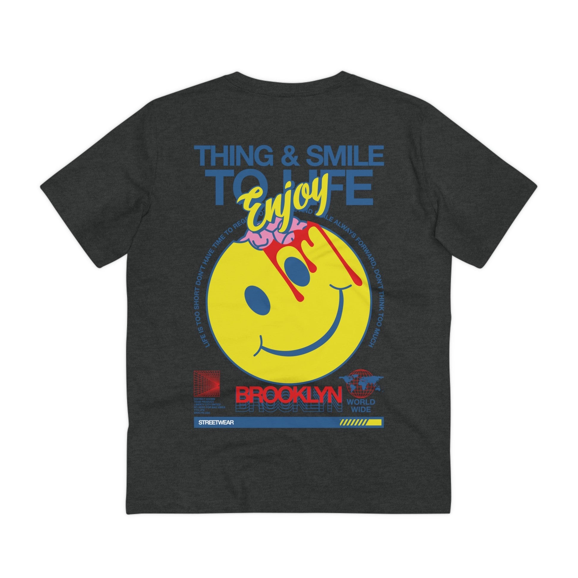 Printify T-Shirt Dark Heather Grey / 2XS Thing and Smile to Life - Streetwear - Joker - Back Design