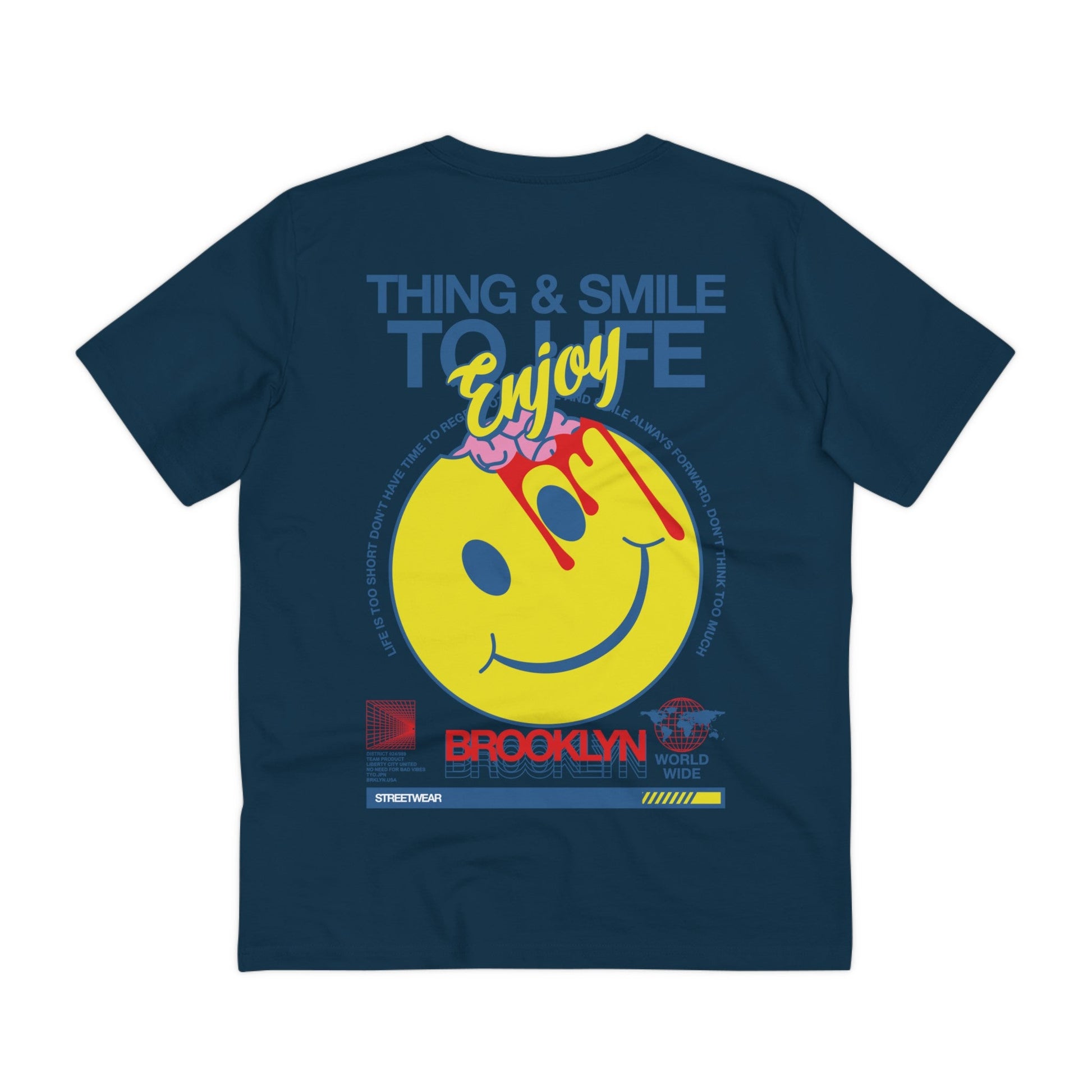 Printify T-Shirt French Navy / 2XS Thing and Smile to Life - Streetwear - Joker - Back Design