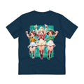 Printify T-Shirt French Navy / 2XS Three Gamer Girls with Skirt - Anime World - Back Design