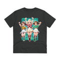 Printify T-Shirt Dark Heather Grey / 2XS Three Gamer Girls with Skirt - Anime World - Front Design