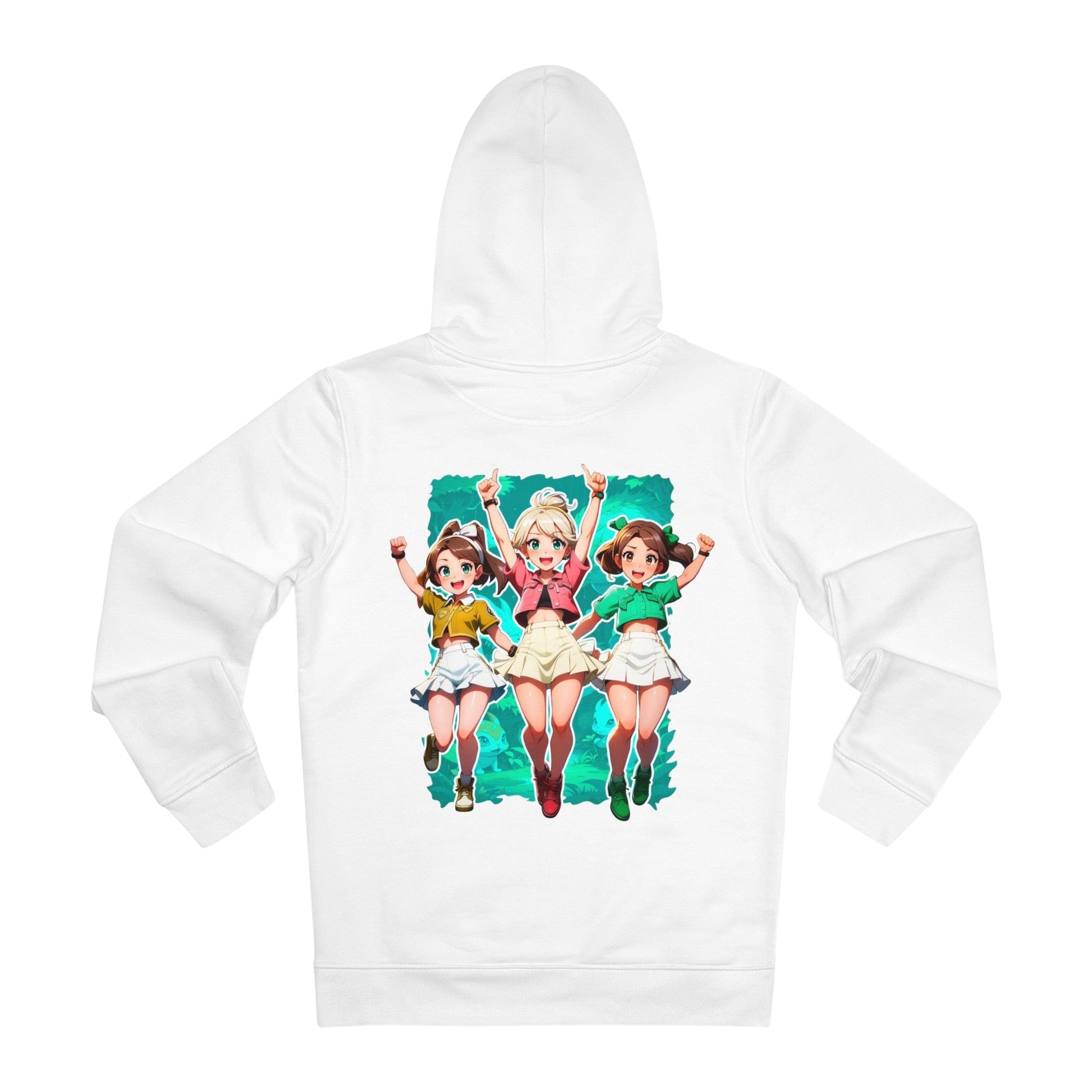 Printify Hoodie White / S Three Gamer Girls with Skirt - Anime World - Hoodie - Back Design