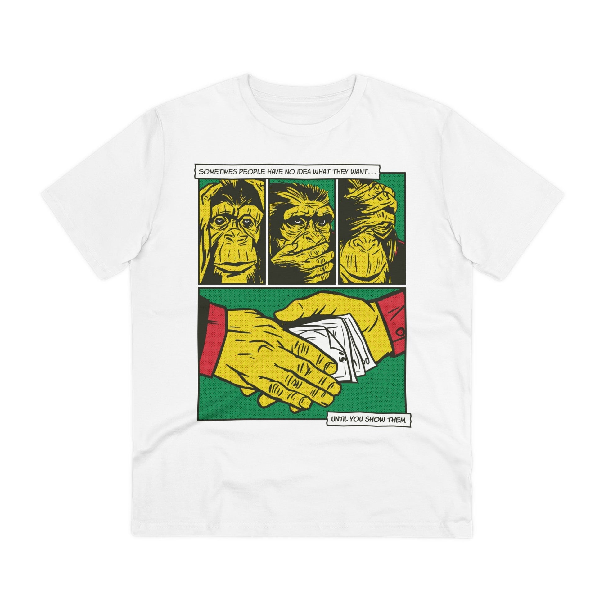 Printify T-Shirt White / 2XS Three Monkey Faces - Comic Mafia - Front Design
