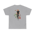 Graues T-Shirt mit Back Print einer Animal-Human-Collage mit Biker-Tiger Motiv