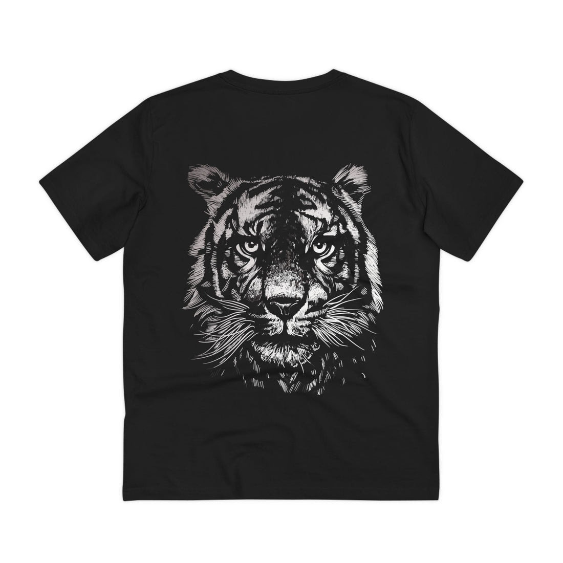 Printify T-Shirt Black / 2XS Tiger Monochrome - Streetwear - Reality Check - Back Design