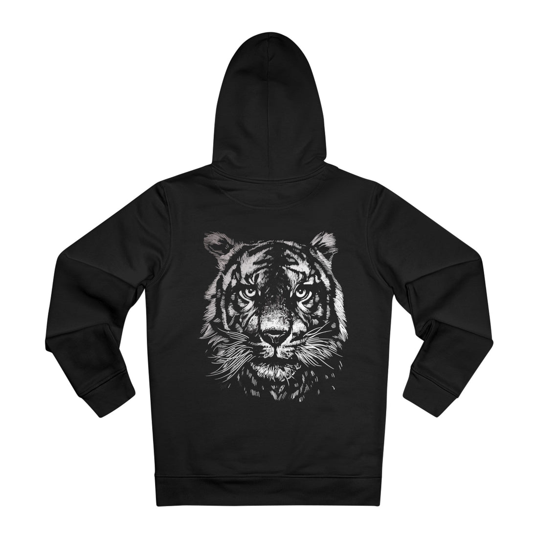 Printify Hoodie Black / 2XL Tiger Monochrome - Streetwear - Reality Check - Hoodie - Back Design