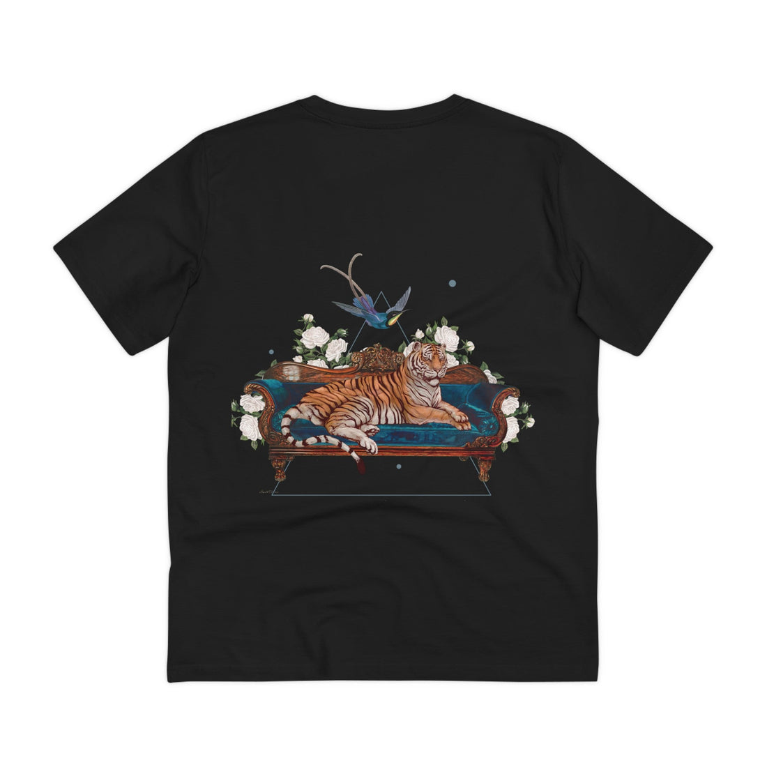 Printify T-Shirt Black / 2XS Tiger on Lounge Chair Gothic Nature - Quirky Collage - Back Design