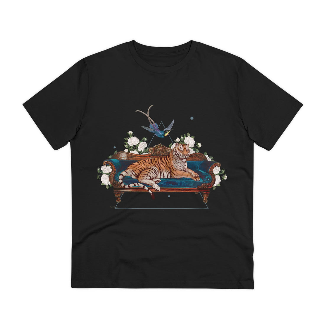Printify T-Shirt Black / 2XS Tiger on Lounge Chair Gothic Nature - Quirky Collage - Front Design