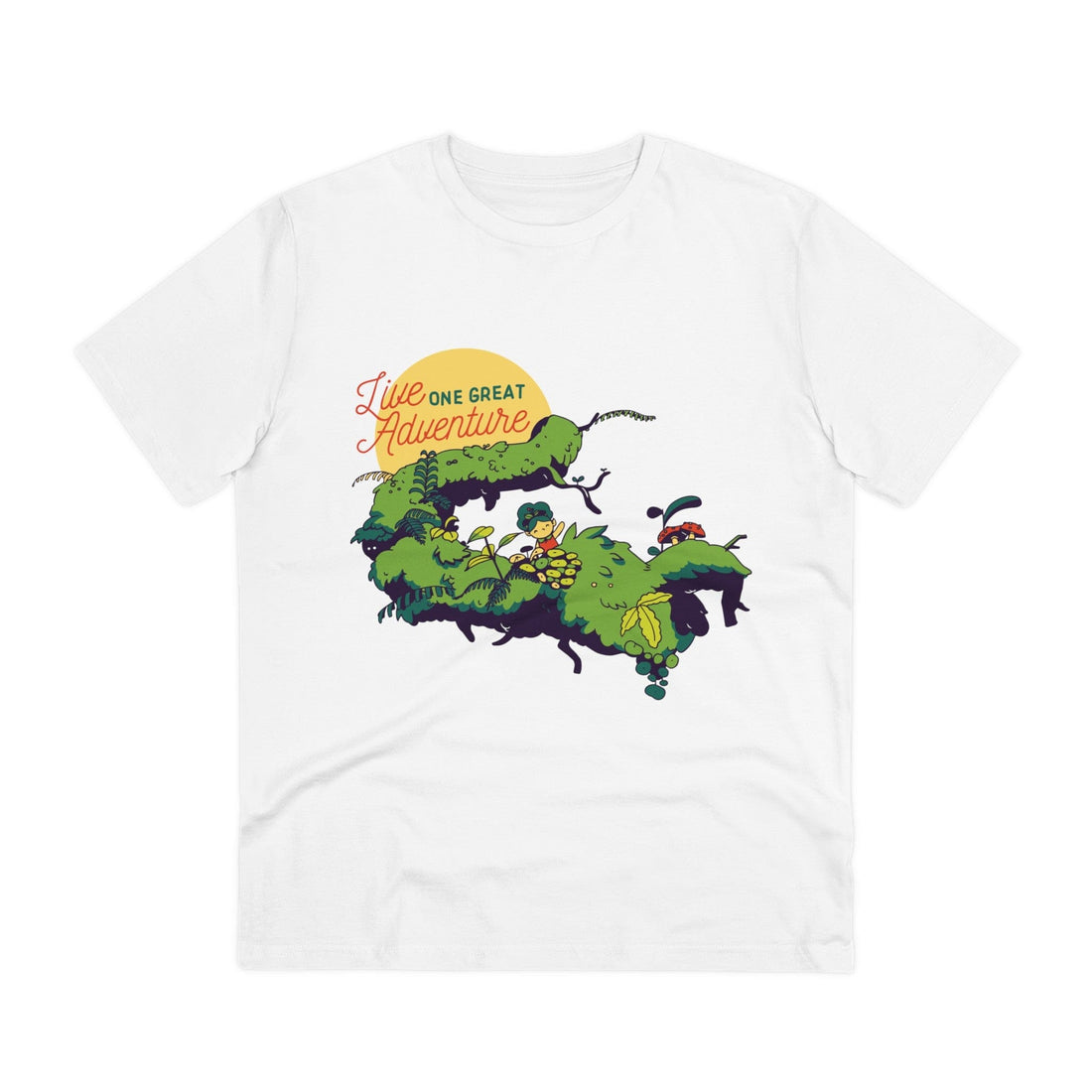 Printify T-Shirt White / 2XS Tiny Girl in Branch Adventure - Little Botanical - Front Design