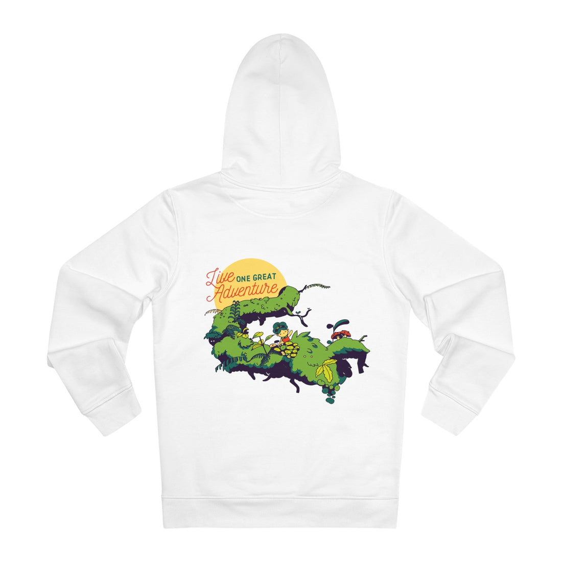 Printify Hoodie White / S Tiny Girl in Branch Adventure - Little Botanical - Hoodie - Back Design