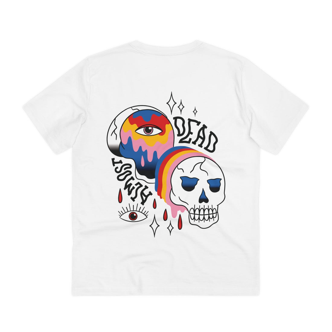Printify T-Shirt White / 2XS Trippy colorful Skull - Trippy Tattoo - Back Design