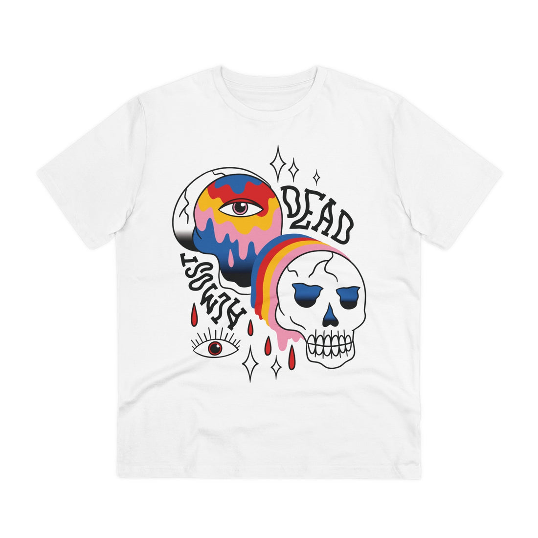Printify T-Shirt White / 2XS Trippy colorful Skull - Trippy Tattoo - Front Design