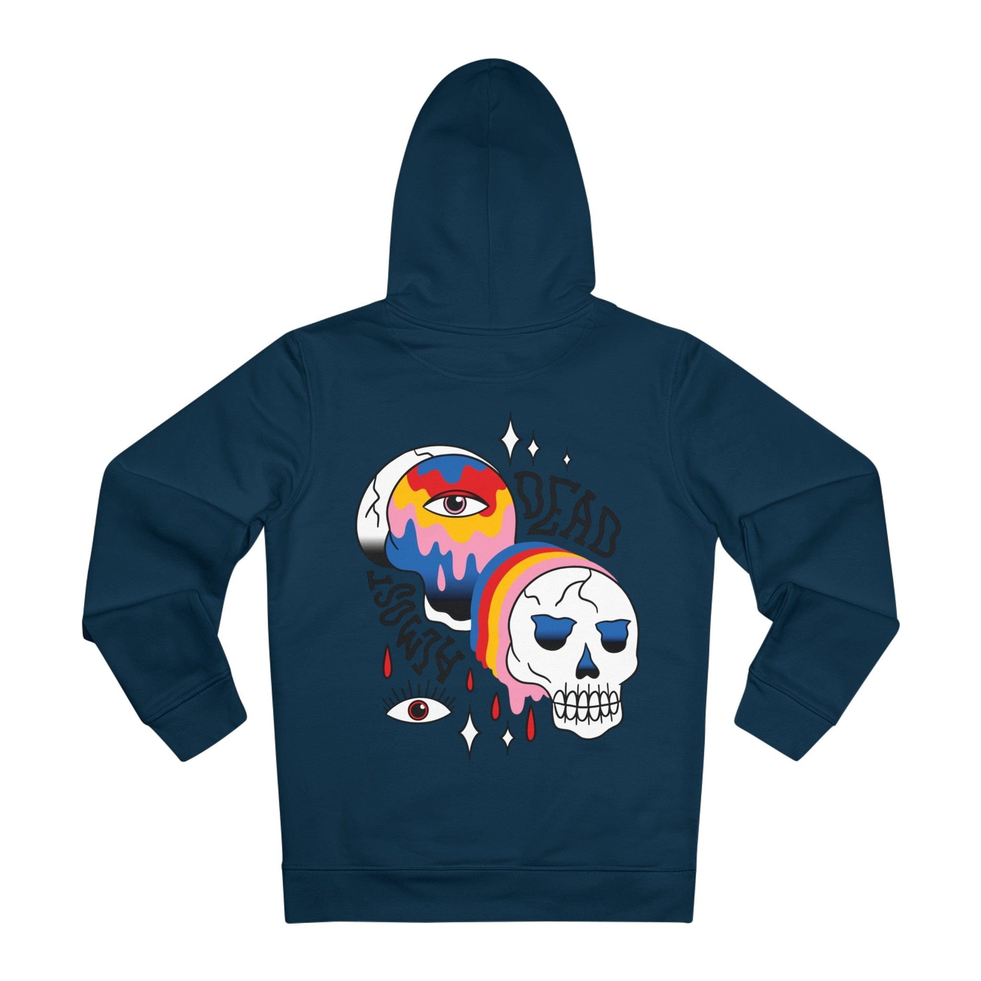 Printify Hoodie French Navy / S Trippy colorful Skull - Trippy Tattoo - Hoodie - Back Design