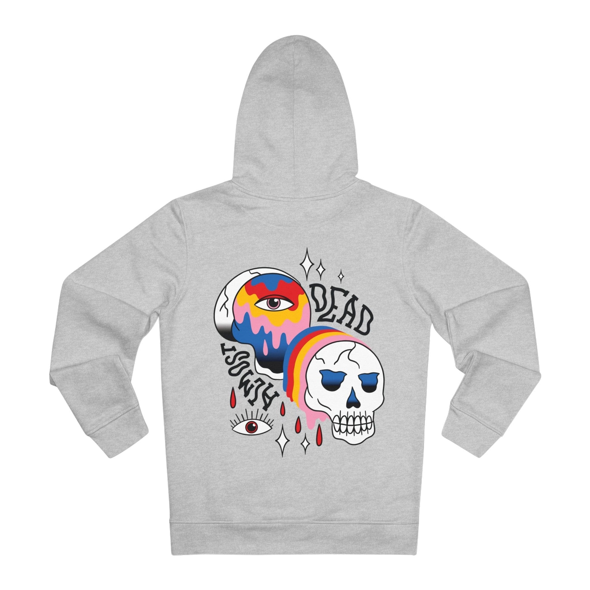 Printify Hoodie Heather Grey / S Trippy colorful Skull - Trippy Tattoo - Hoodie - Back Design