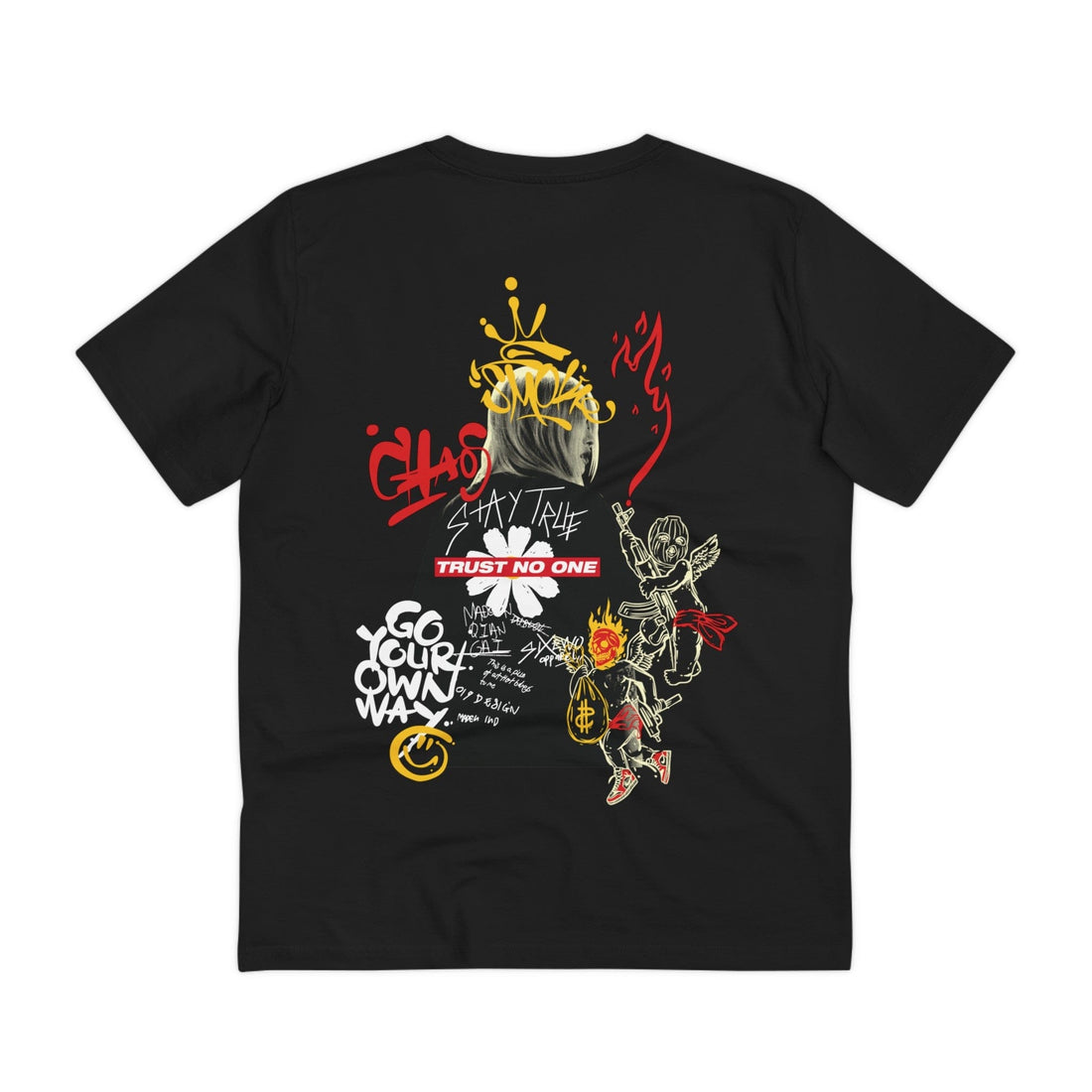 Printify T-Shirt Black / 2XS Trust no one - Streetwear - Joker - Back Design