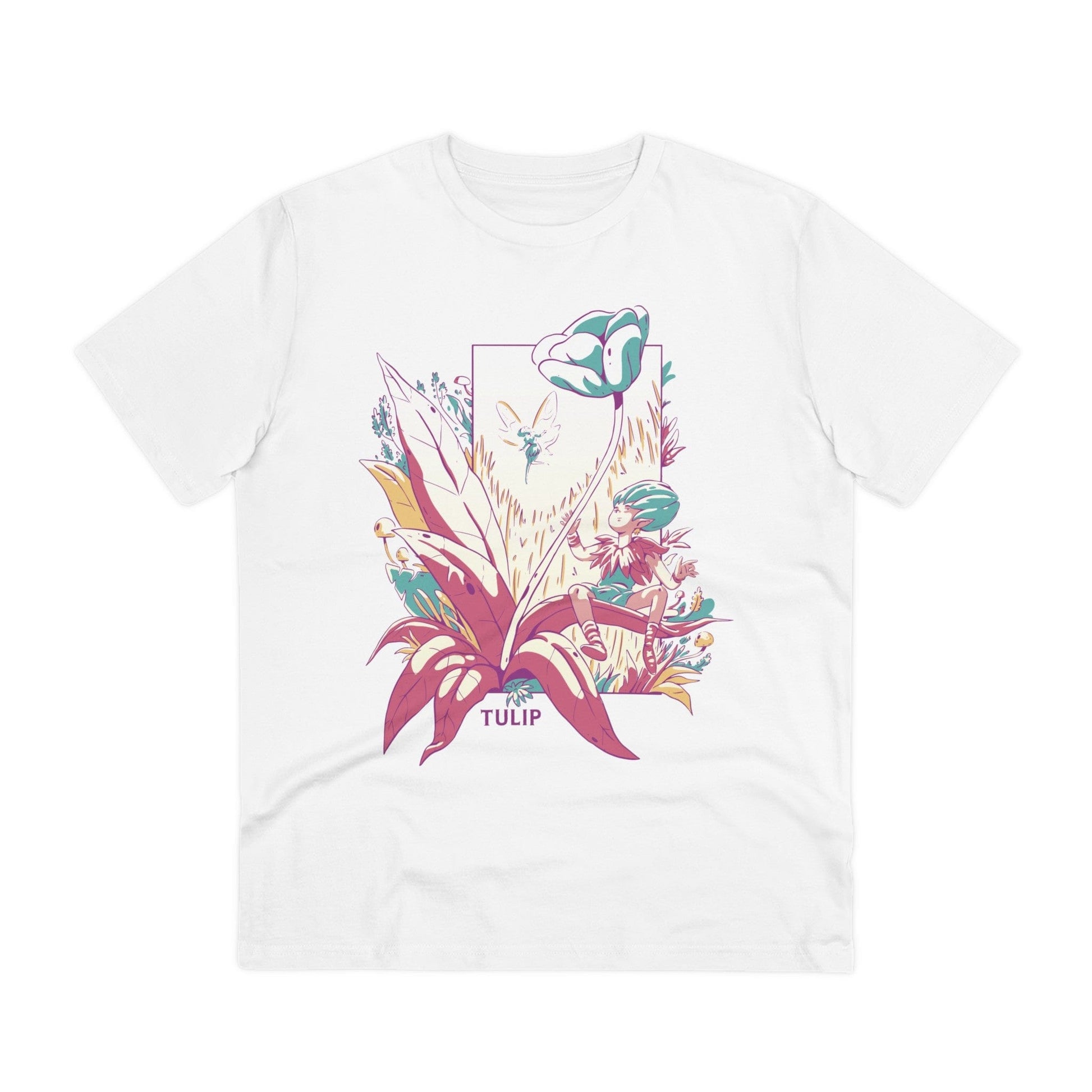 Printify T-Shirt White / 2XS Tulip - Flowers with Fairies - Front Design