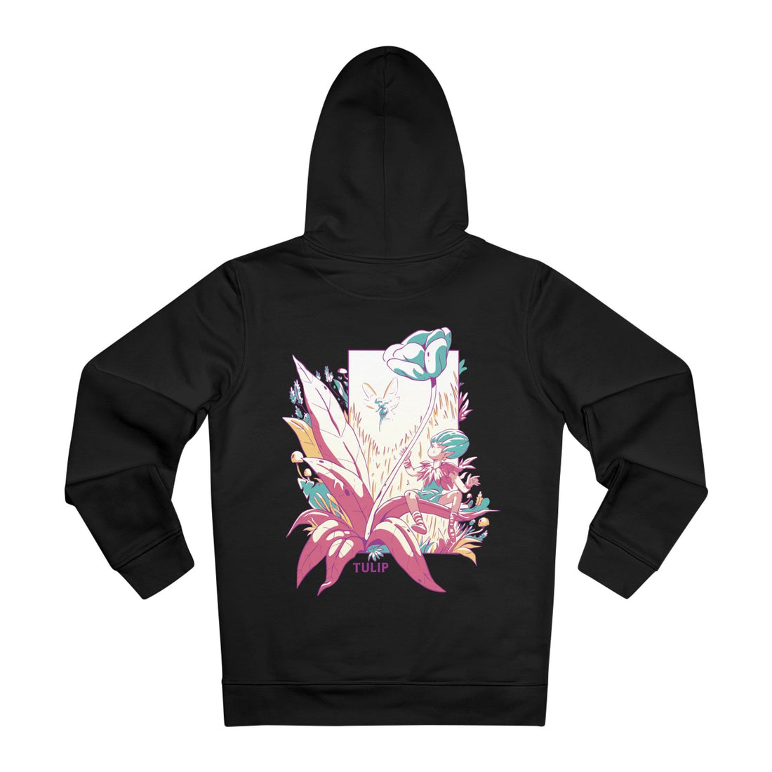 Printify Hoodie Black / M Tulip - Flowers with Fairies - Hoodie - Back Design