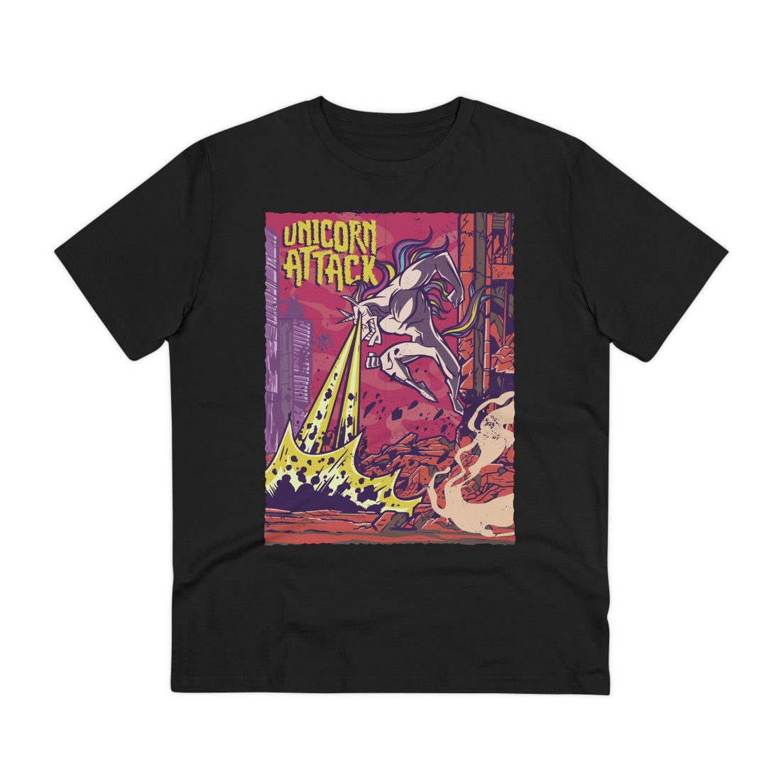 Printify T-Shirt Black / 2XS Unicorn Attack - Unicorn World - Front Design