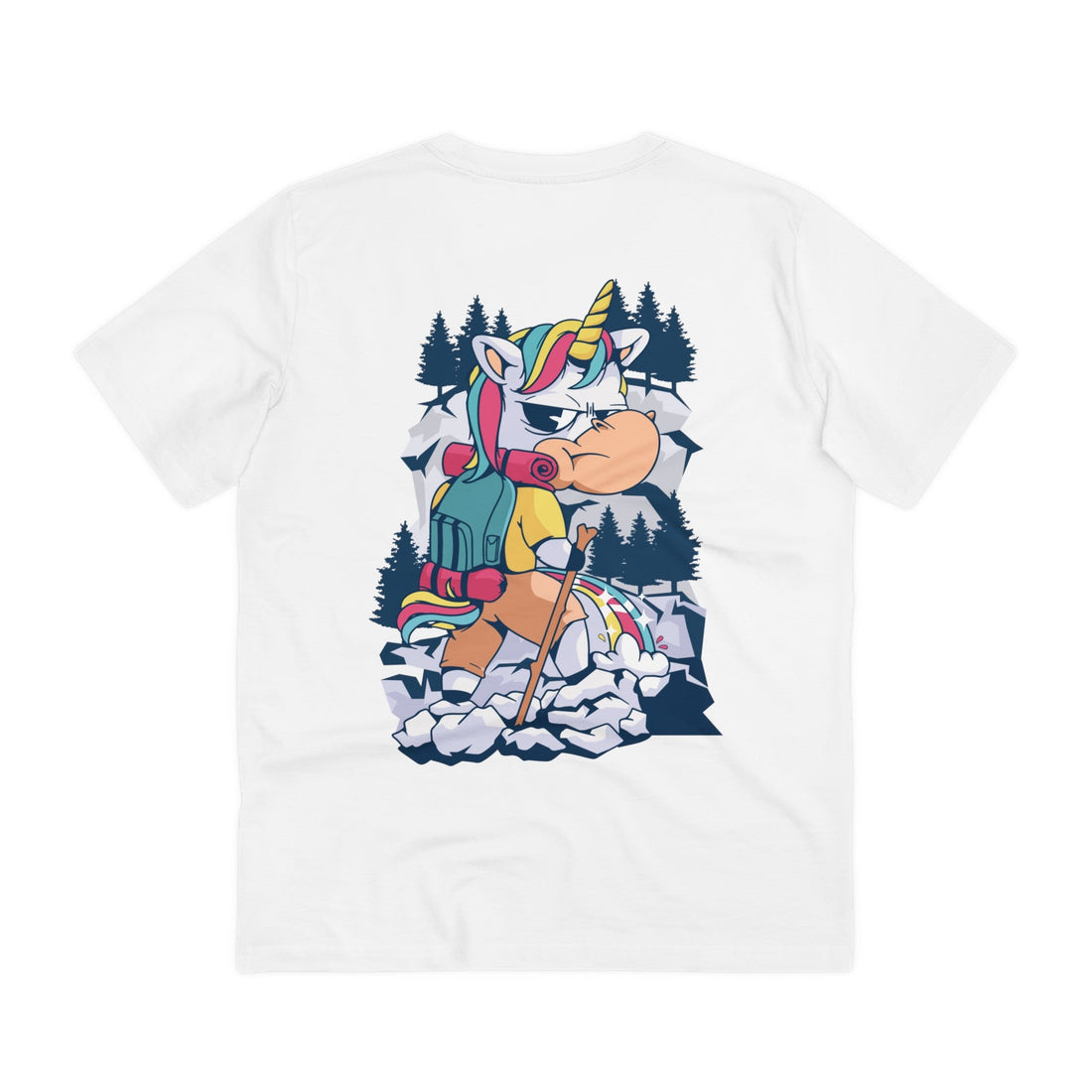 Printify T-Shirt White / 2XS Unicorn pee on Mountain - Unicorn World - Back Design