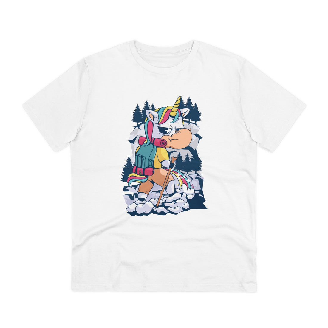 Printify T-Shirt White / 2XS Unicorn pee on Mountain - Unicorn World - Front Design