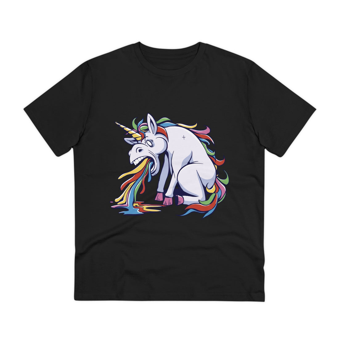 Printify T-Shirt Black / 2XS Unicorn Puke - Unicorn World - Front Design
