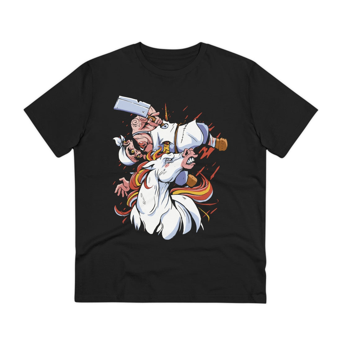 Printify T-Shirt Black / 2XS Unicorn vs Butcher - Unicorn World - Front Design