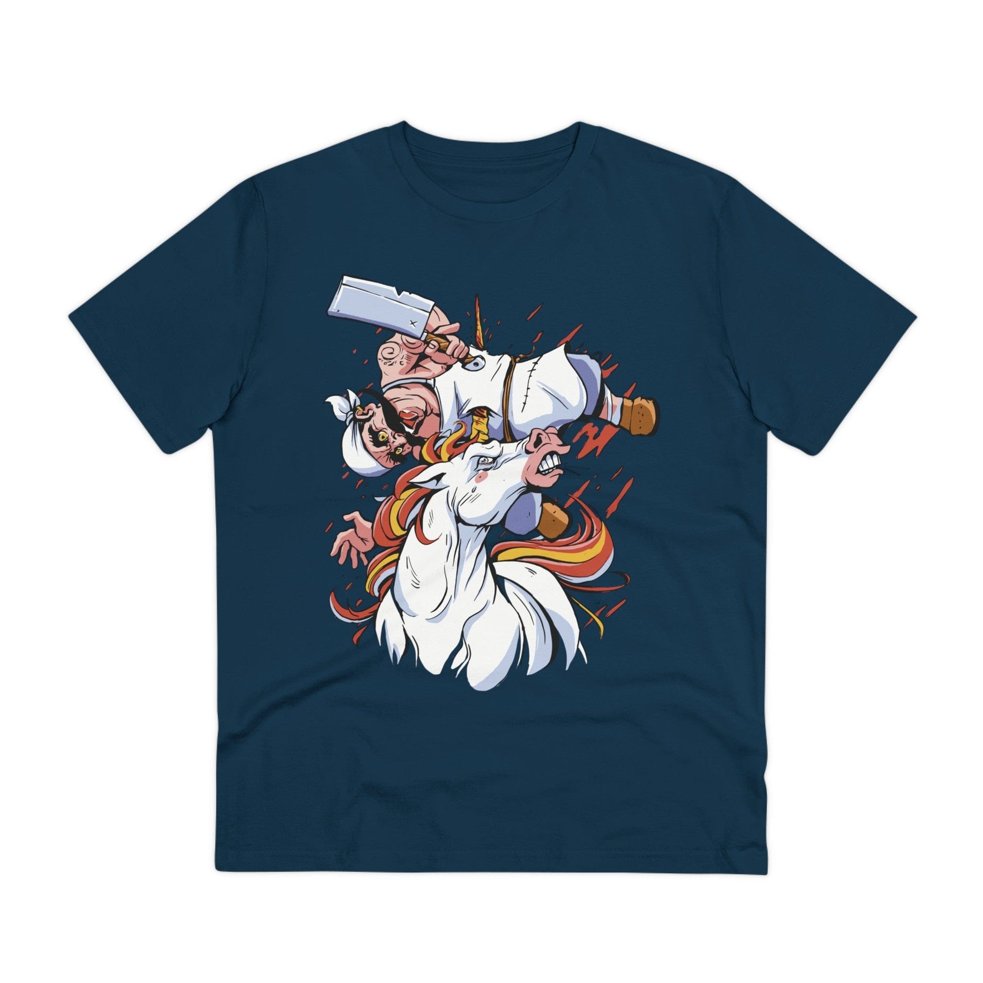 Printify T-Shirt French Navy / 2XS Unicorn vs Butcher - Unicorn World - Front Design