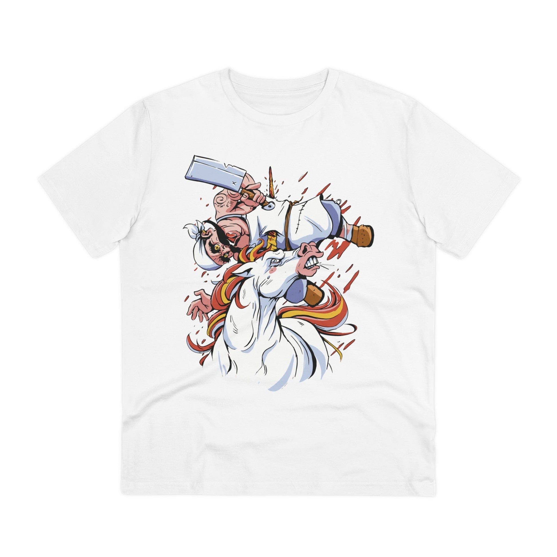 Printify T-Shirt White / 2XS Unicorn vs Butcher - Unicorn World - Front Design