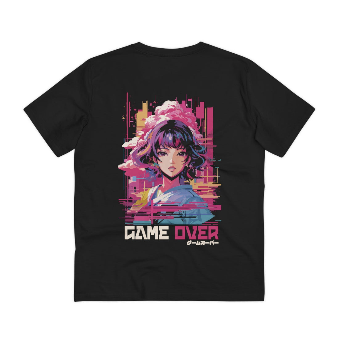 Printify T-Shirt Black / 2XS Vaporwave Anime Girl Glitch - Anime World - Back Design