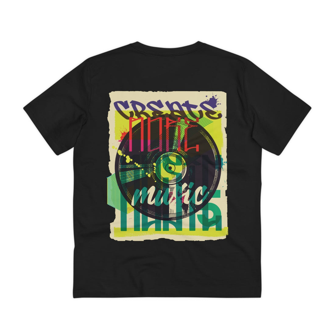 Printify T-Shirt Black / 2XS Vinyl Record - Urban Graffiti - Back Design