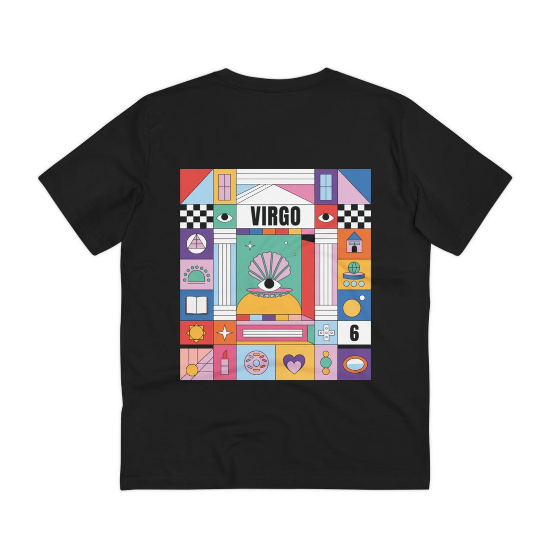 Printify T-Shirt Black / 2XS Virgo - Colorful Zodiac - Back Design
