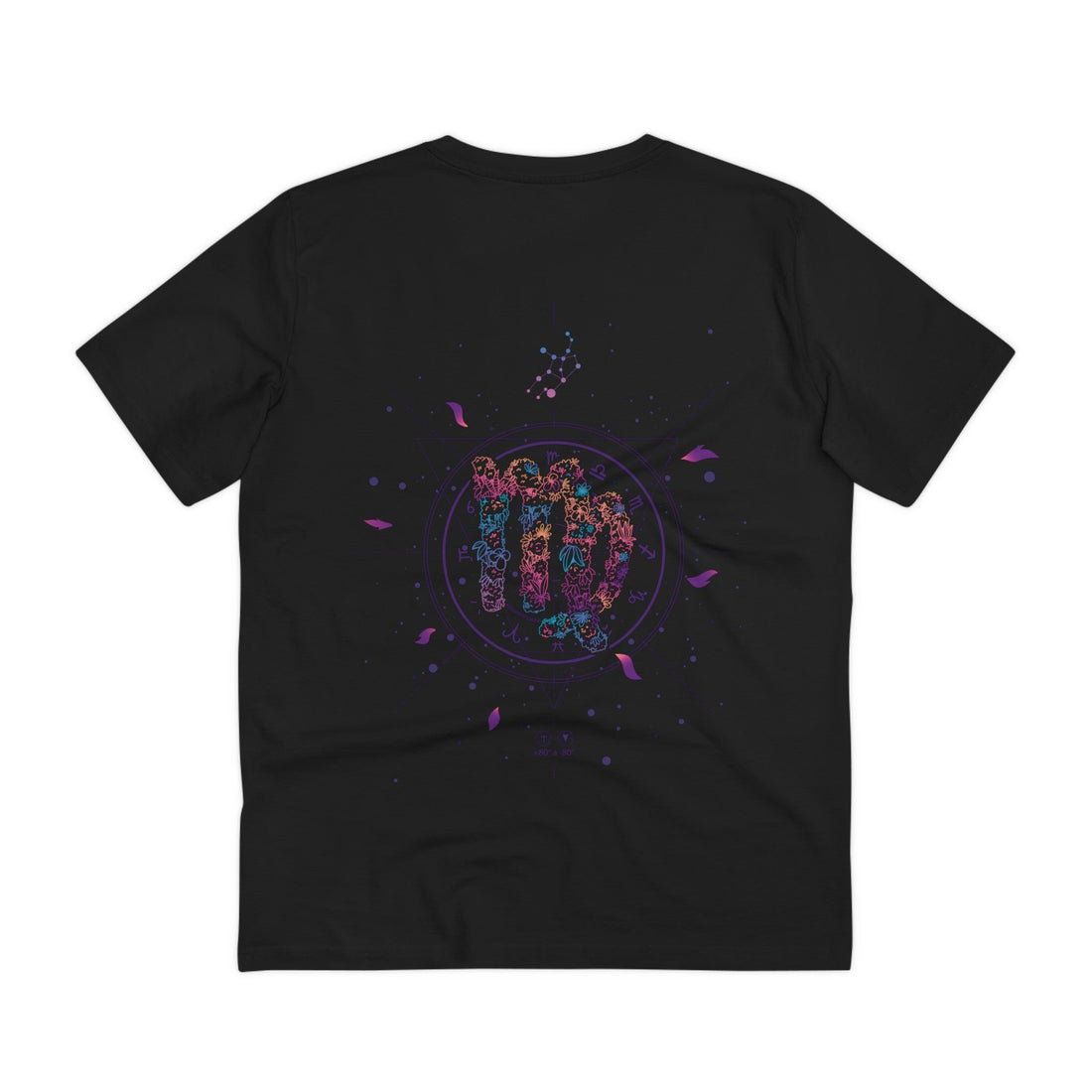 Printify T-Shirt Black / 2XS Virgo Zodiac - Floral Zodiac Signs - Back Design