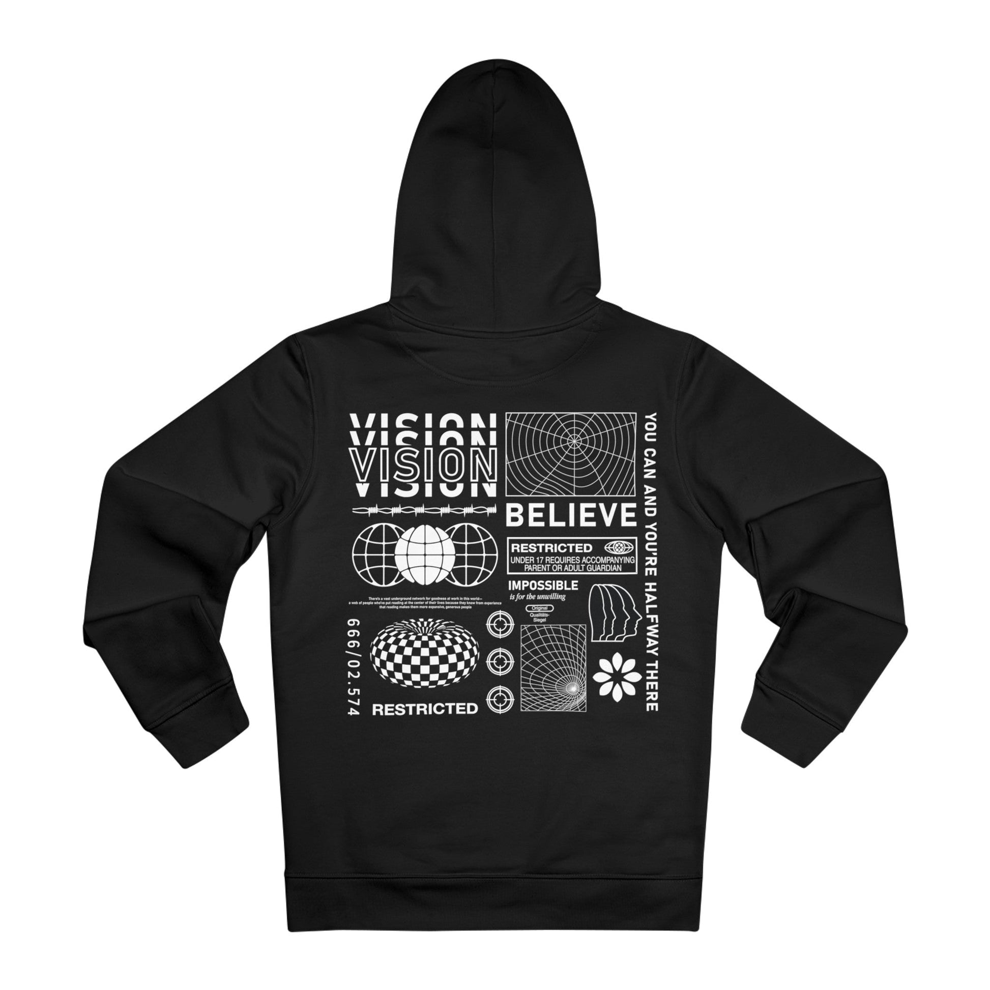 Printify Hoodie Black / 2XL Vision Believe - Streetwear - Berlin Reality - Hoodie - Back Design