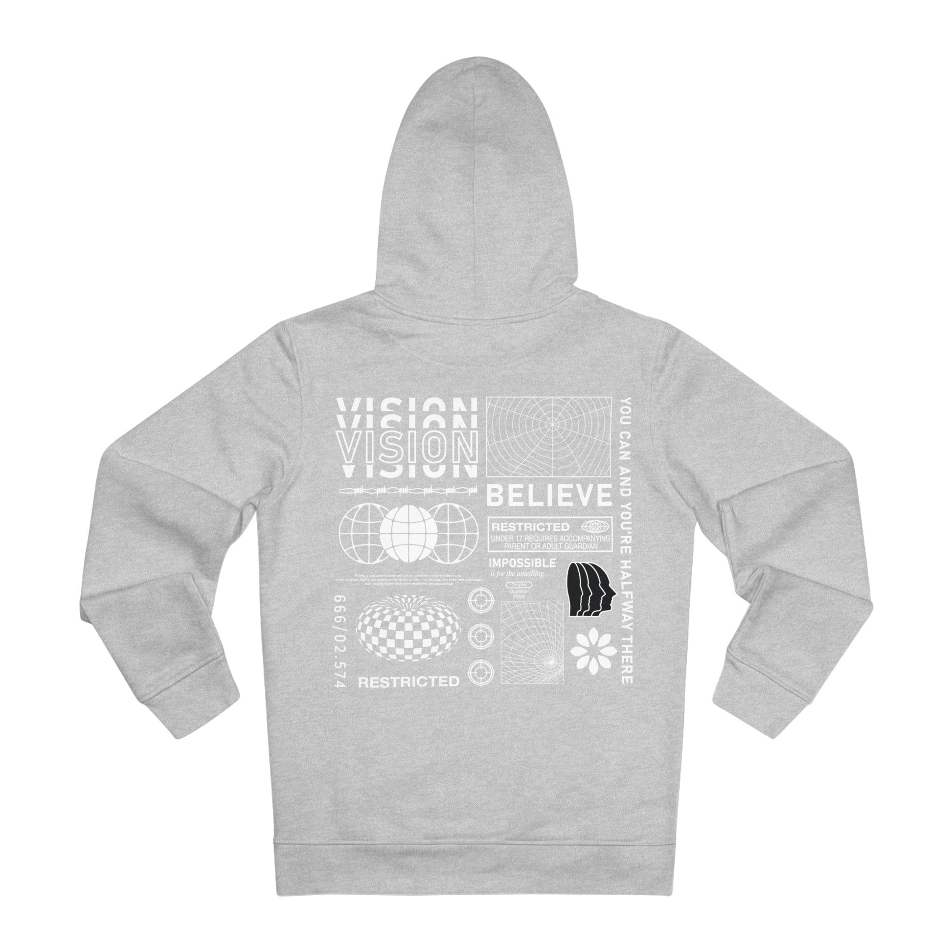 Printify Hoodie Heather Grey / S Vision Believe - Streetwear - Berlin Reality - Hoodie - Back Design