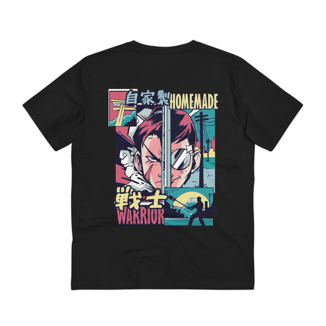 Printify T-Shirt Black / 2XS Warrior Homemade - Anime Vaporwave - Back Design