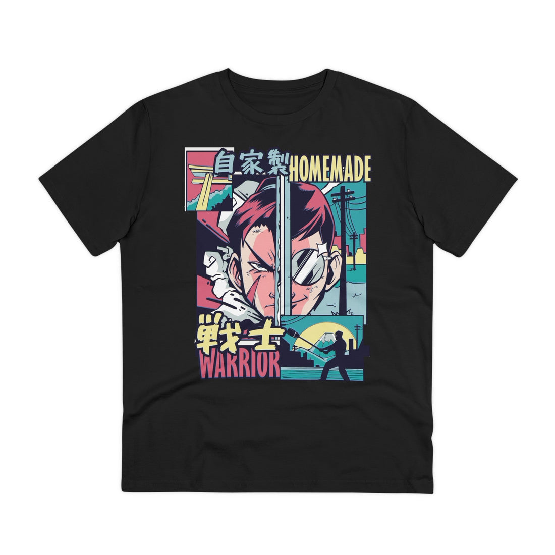 Printify T-Shirt Black / 2XS Warrior Homemade - Anime Vaporwave - Front Design