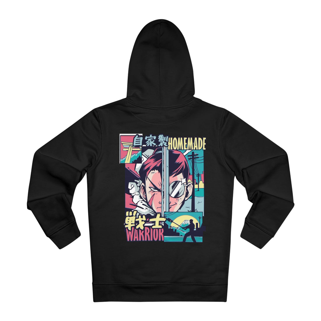 Printify Hoodie Black / M Warrior Homemade - Anime Vaporwave - Hoodie - Back Design