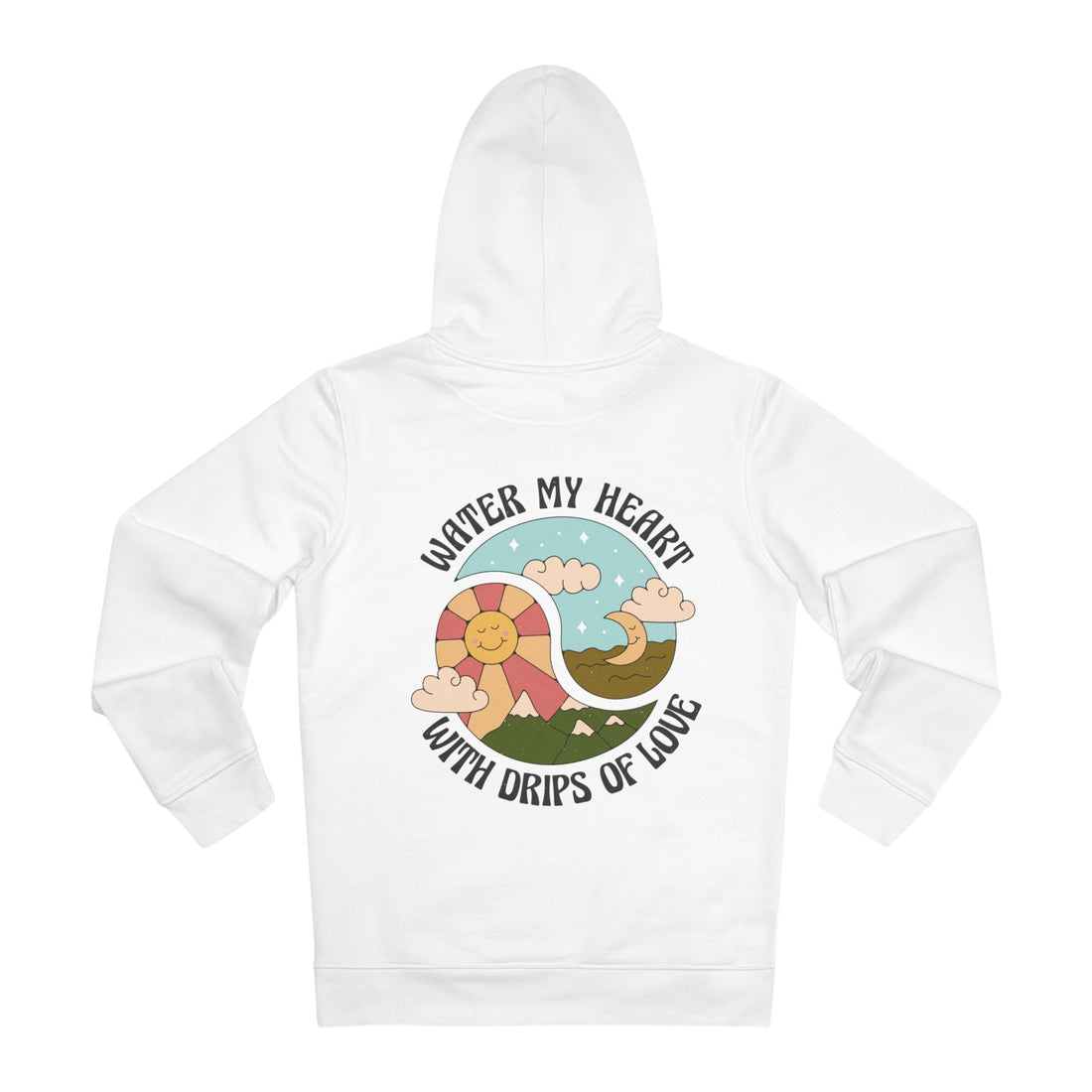 Printify Hoodie White / S Water my Heart with drips of Love - Hippie Retro - Hoodie - Back Design