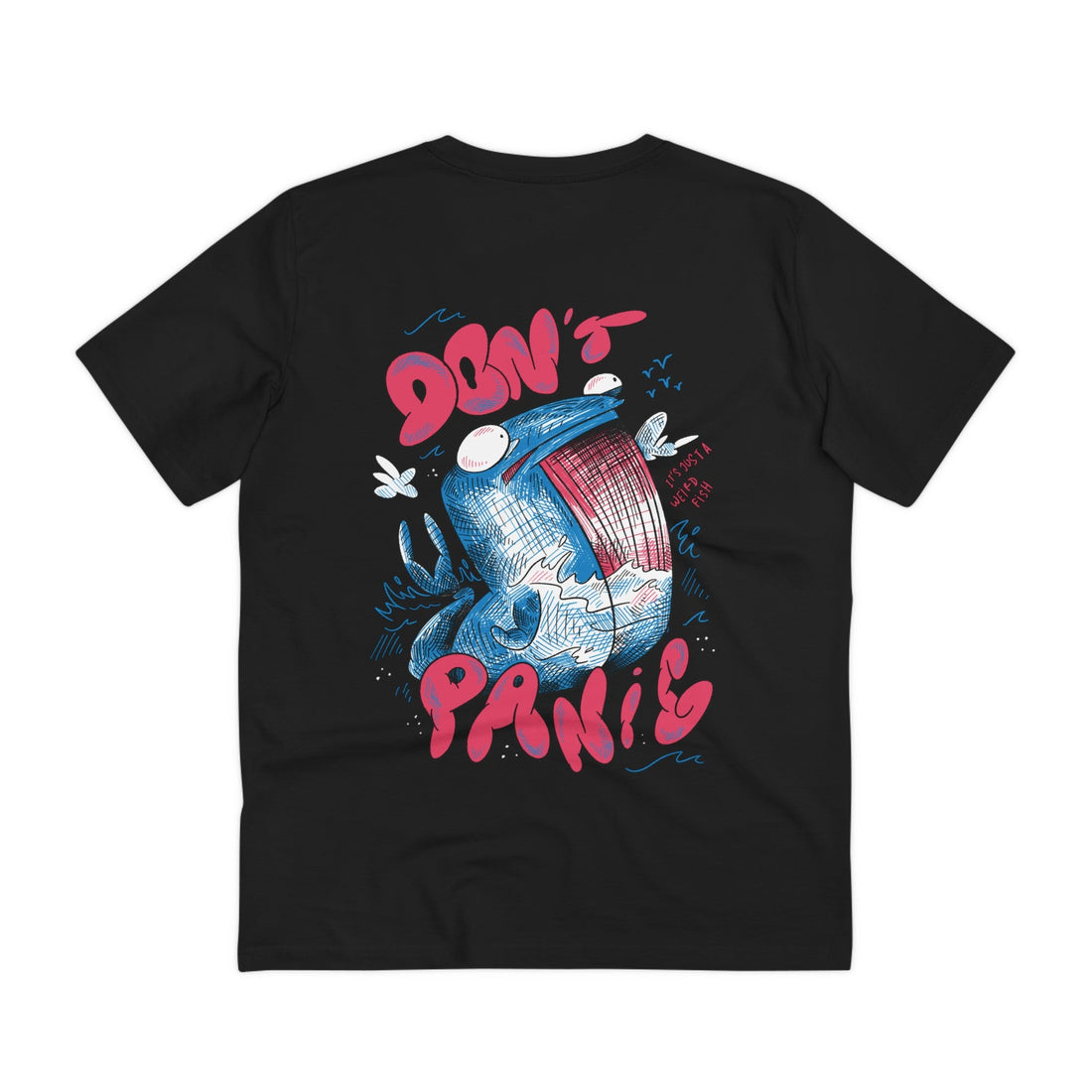 Printify T-Shirt Black / 2XS Whale Don´t Panic - Sea Creatures - Back Design