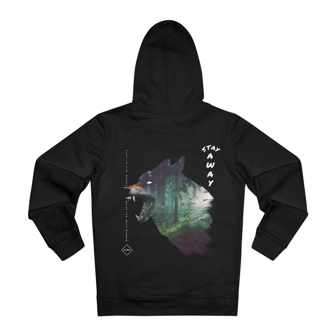 Printify Hoodie Black / M Wolf Stay away - Exposure Streetwear - Hoodie - Back Design