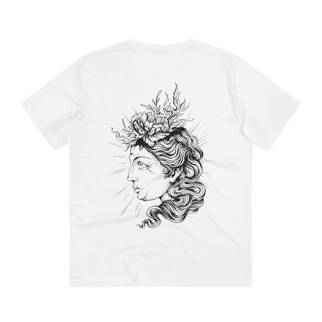 Printify T-Shirt White / 2XS Woman Profile Statue - Hand Drawn Dark Gothic - Back Design