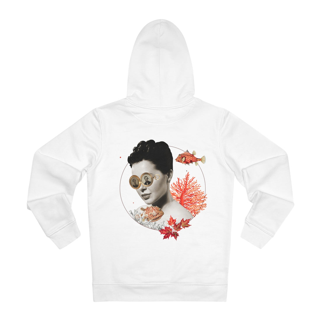 Printify Hoodie White / S Woman Underwater Gothic Nature - Quirky Collage - Hoodie - Back Design
