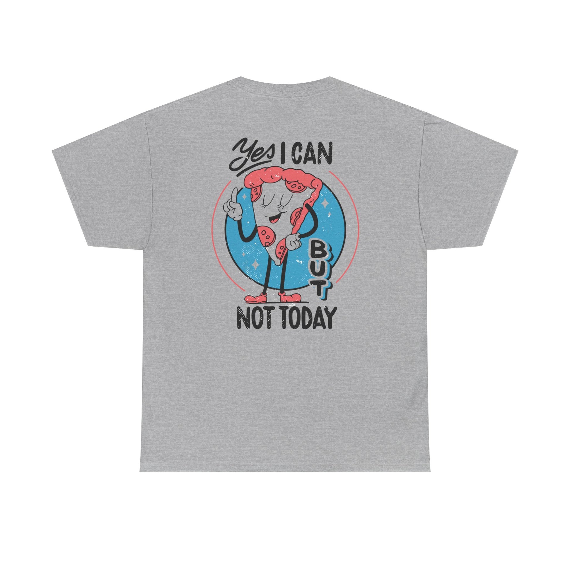 Graues T-Shirt mit Back Print und dem Statement „Yes I can but not today“ im Antisocial-Retro-Stil
