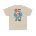 Sandfarbenes T-Shirt mit Back Print und dem Statement „Yes I can but not today“ im Antisocial-Retro-Stil
