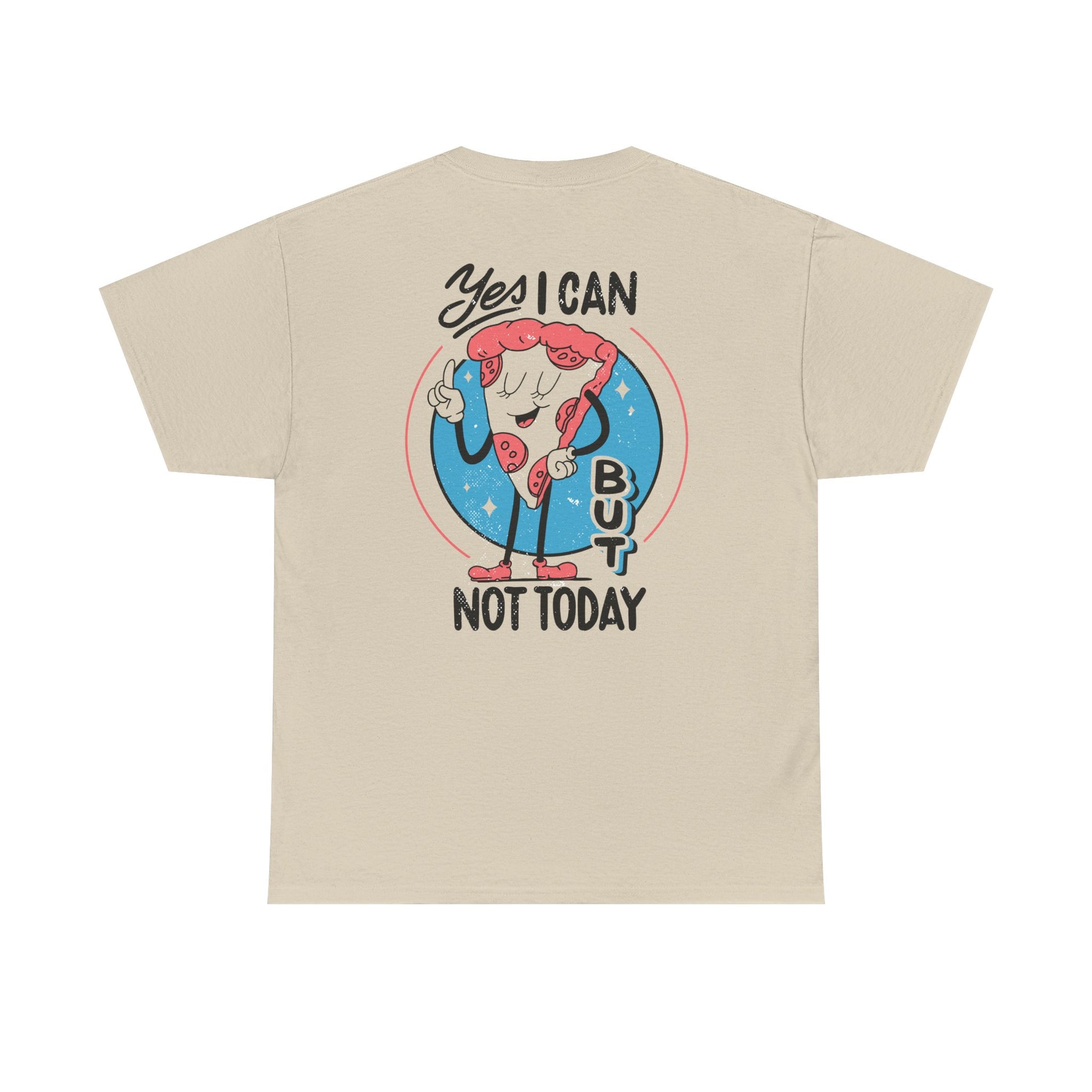 Sandfarbenes T-Shirt mit Back Print und dem Statement „Yes I can but not today“ im Antisocial-Retro-Stil